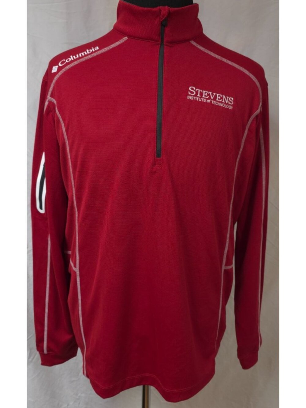 Columbia Golf Shotgun Omni Wick Mens LG Red LS 1/4 Zip Stevens Institute Shirt